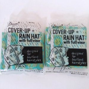 Rain Hat Bonnet Cover-Up Full Visor VTG Diane Bouffant Hairstyle Retro Trendy